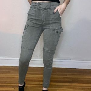 Army styled green skinny jeans